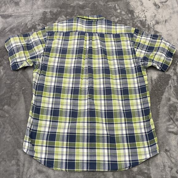 Brooks Brothers Plaid Button Down Shirt Mens Large Blue Green Short Sleeve - Picture 4 of 8